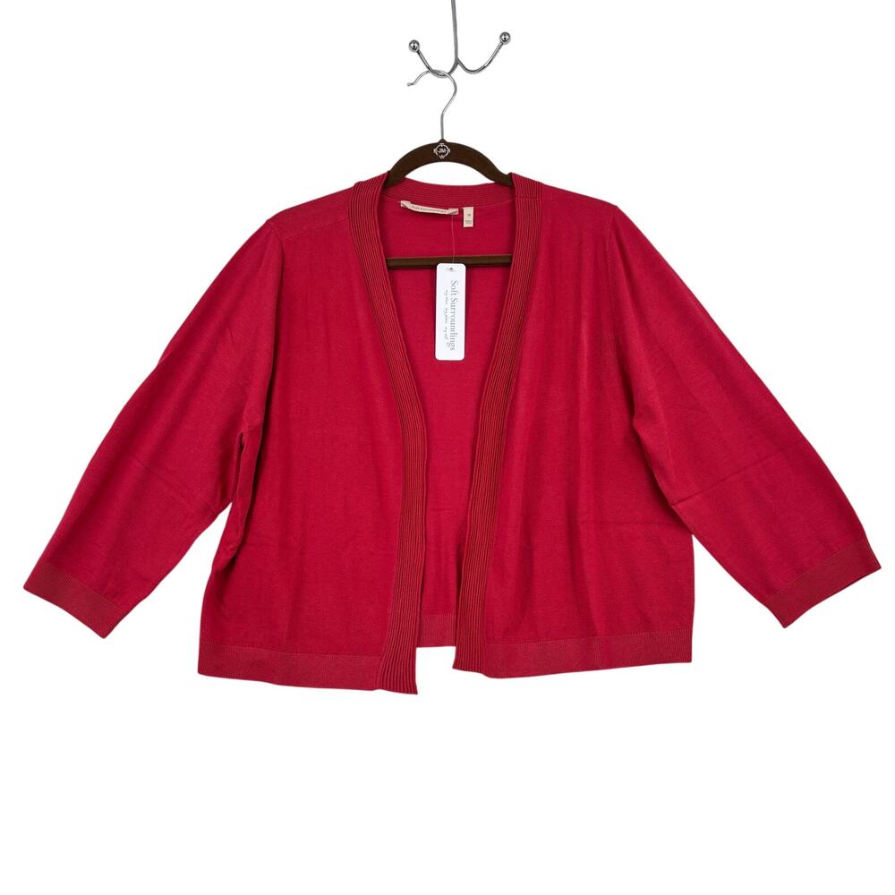 Soft Surroundings Natalia Cardigan‎ Sweater Size 1X Red Open Cropped Cardi
